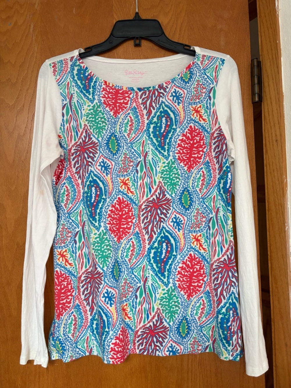 EUC Lilly Pulitzer Bailey knit top Let’s Minnow gold buttons Medium